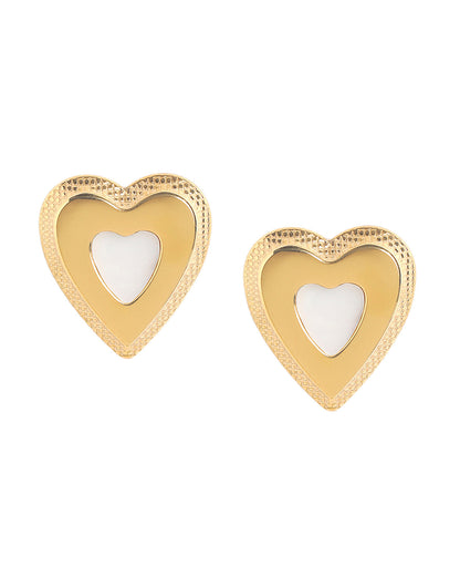 Premium Gold Plated Mother of Pearl Heart Bold Stud Earring