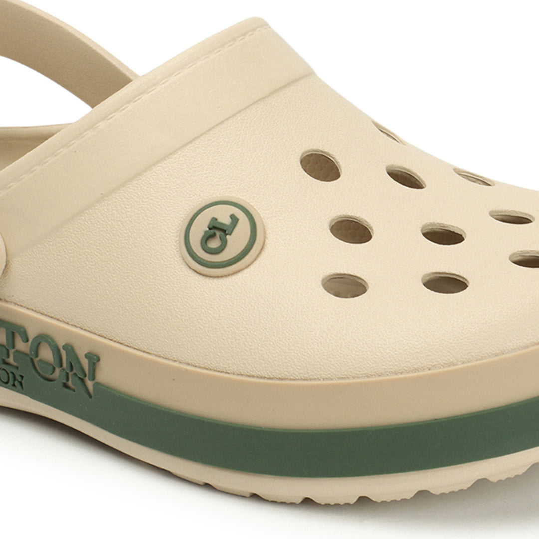 Men Perforated Two Tone Slip On Clogs
