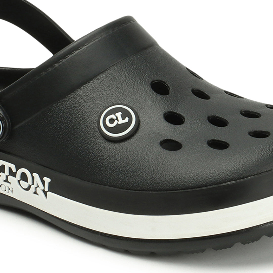 Men Perforated Two Tone Slip On Clogs