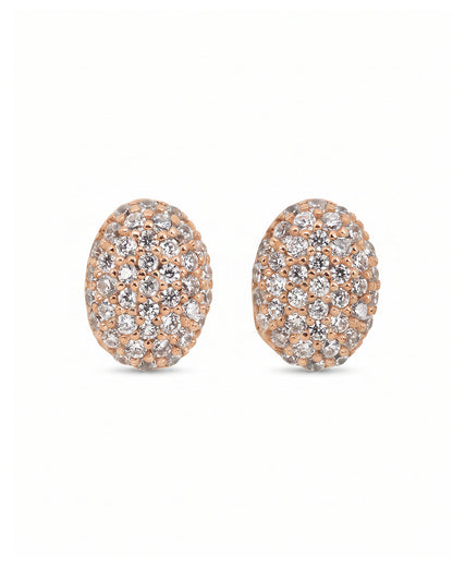 18kt Rose Gold Plated CZ Petite Oval Stud Earring