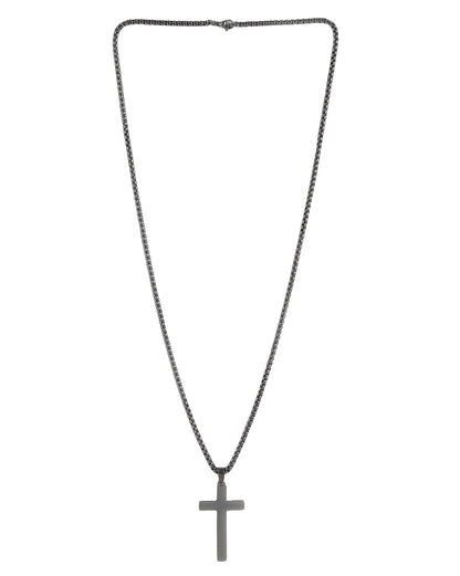 Men Metallic Toned Jesus Cross Pendant and Venetian Chain