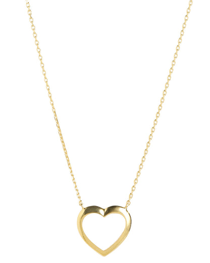 18kt Gold Plated Hi-Polish Heart Pendant Necklace
