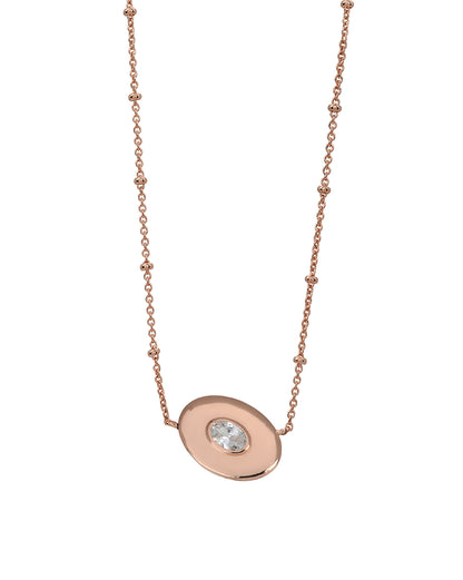 18kt Rose Gold Plated Oval Pendant and Chain