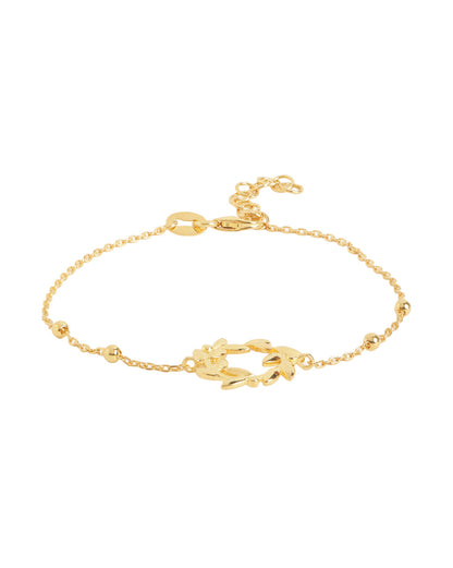 18kt Gold Plated Delicate Olive Leaf Wreath Adjustable Bracelet