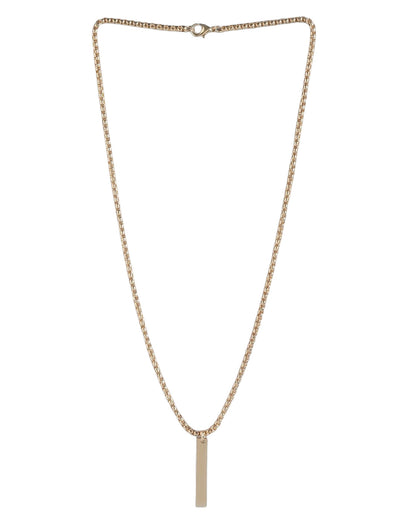 Men 18kt Gold Plated Dangling Bar Pendant and Chain