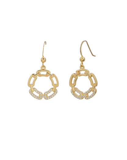 18kt Gold Plated CZ Interlocking Drop Earring