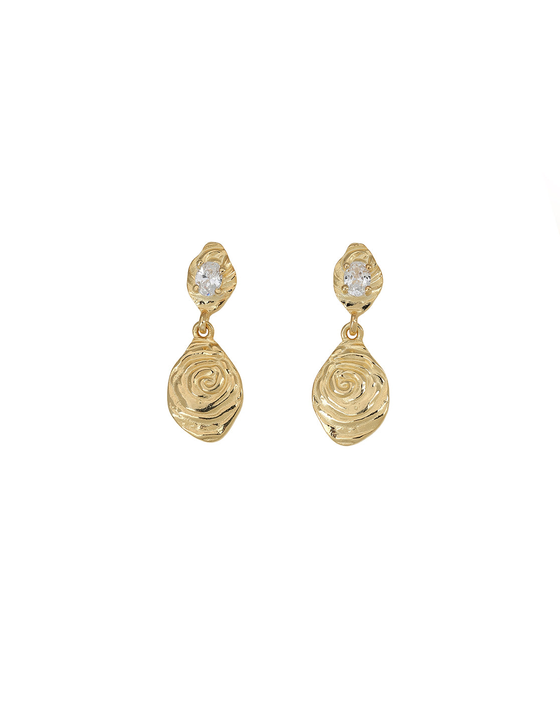 18kt Gold Plated CZ Contemporary Drop Earring