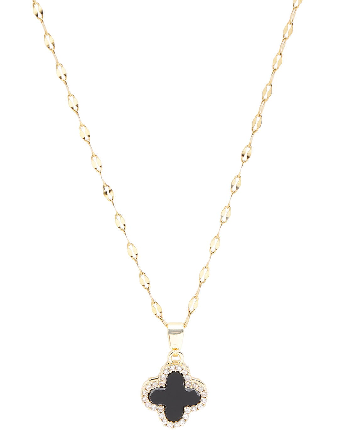 Gold-Plated Designer Reversible Double Color Clover Pendant Necklace