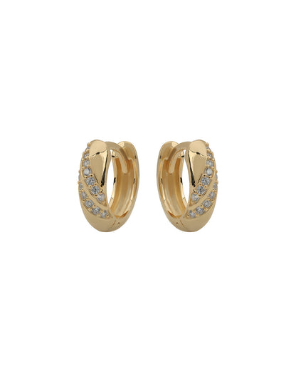 18kt Gold Plated CZ Criss Cross Mini Hoop Earrings