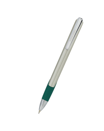Silver &amp; Teal Green Toned Smooth Ink Clicker Botton Writing Ball Pen with Grip and Fine Tip