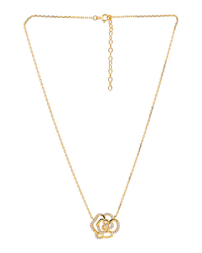 18kt Gold Plated CZ Floral Bold Necklace