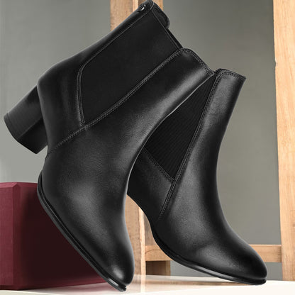 Women Casual Block-Heeled Chelsea Boots