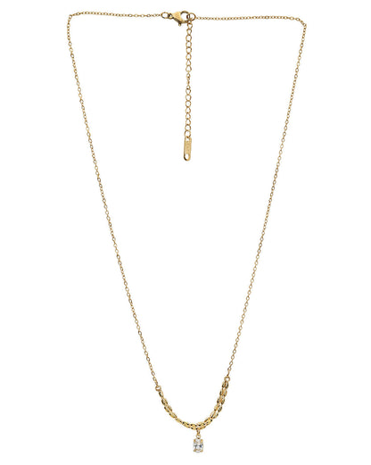 Gold-Plated Elegant Solitaire Drop Necklace