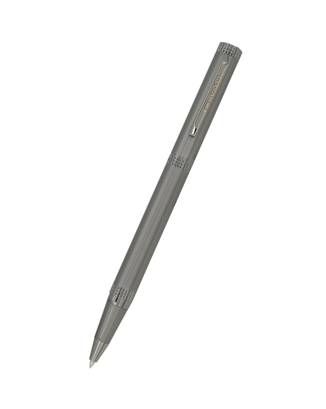 Metallic &amp; Silver Toned Luxury Ballpoint Roller Pen with Engraved Megnatic Cap and Metallic Finish Smooth Ink