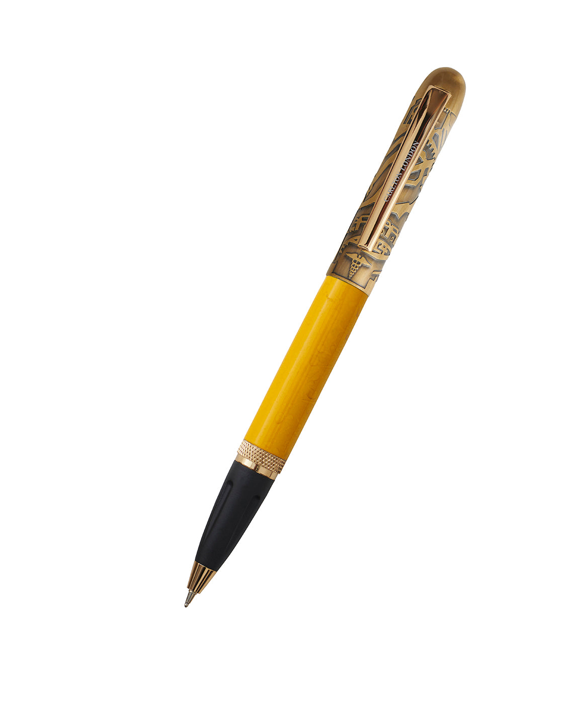 Yellow &amp; Black Toned Bold Everyday Writing Pen with Smooth Ink-Fine Tip and Magnetic Engraved Gold Cap