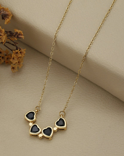2 Way Wear Magnetic Heart Clover Black Stone Pendant Necklace