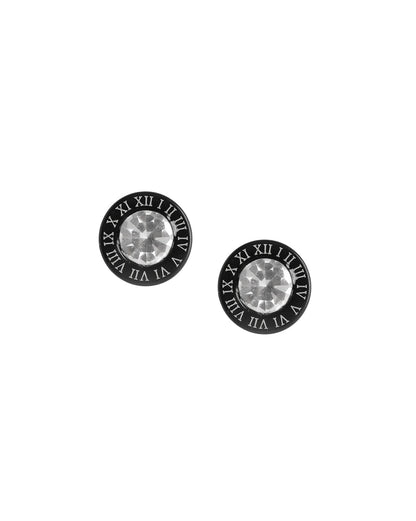 Men Black Toned Solitaire Stud Earring