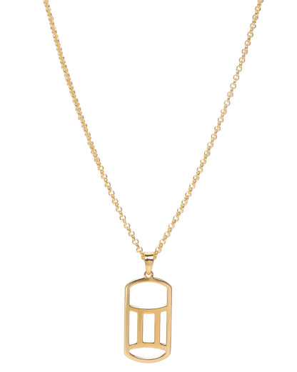 Men 18kt Gold Plated Gemini Zodiac Pendant and Chain