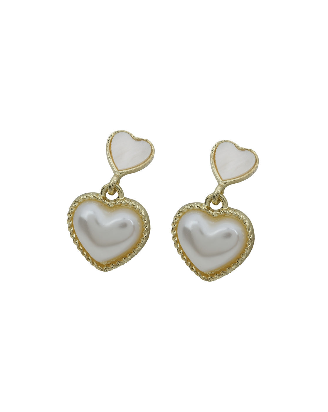 Gold Plated Pearl and MOP Heart Drop Earring
