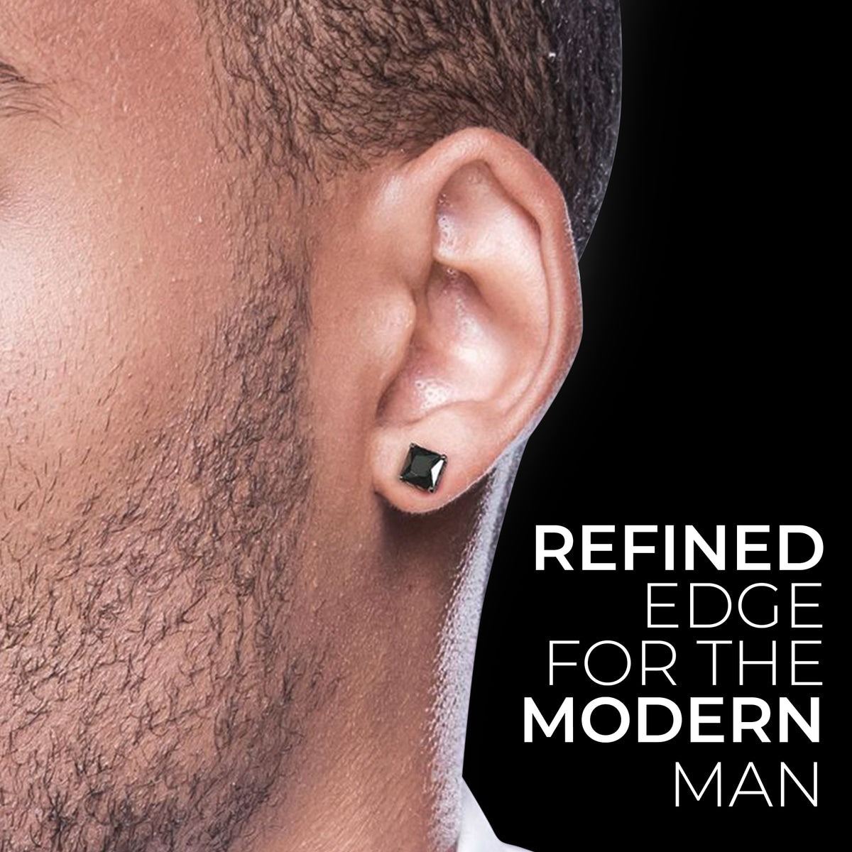 Men Black Crystal Stud Premium Earrings - CLJW-26