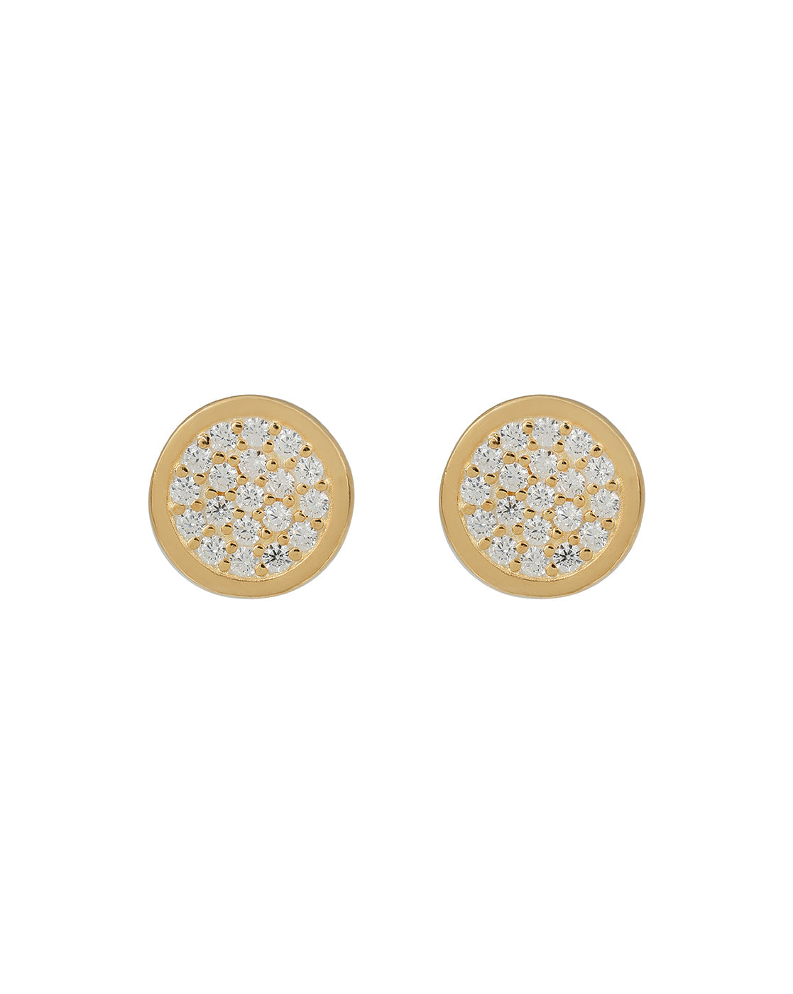 925 Sterling Silver with 18kt Gold Plated CZ Petite Circular Stud Earring