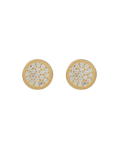 925 Sterling Silver with 18kt Gold Plated CZ Petite Circular Stud Earring