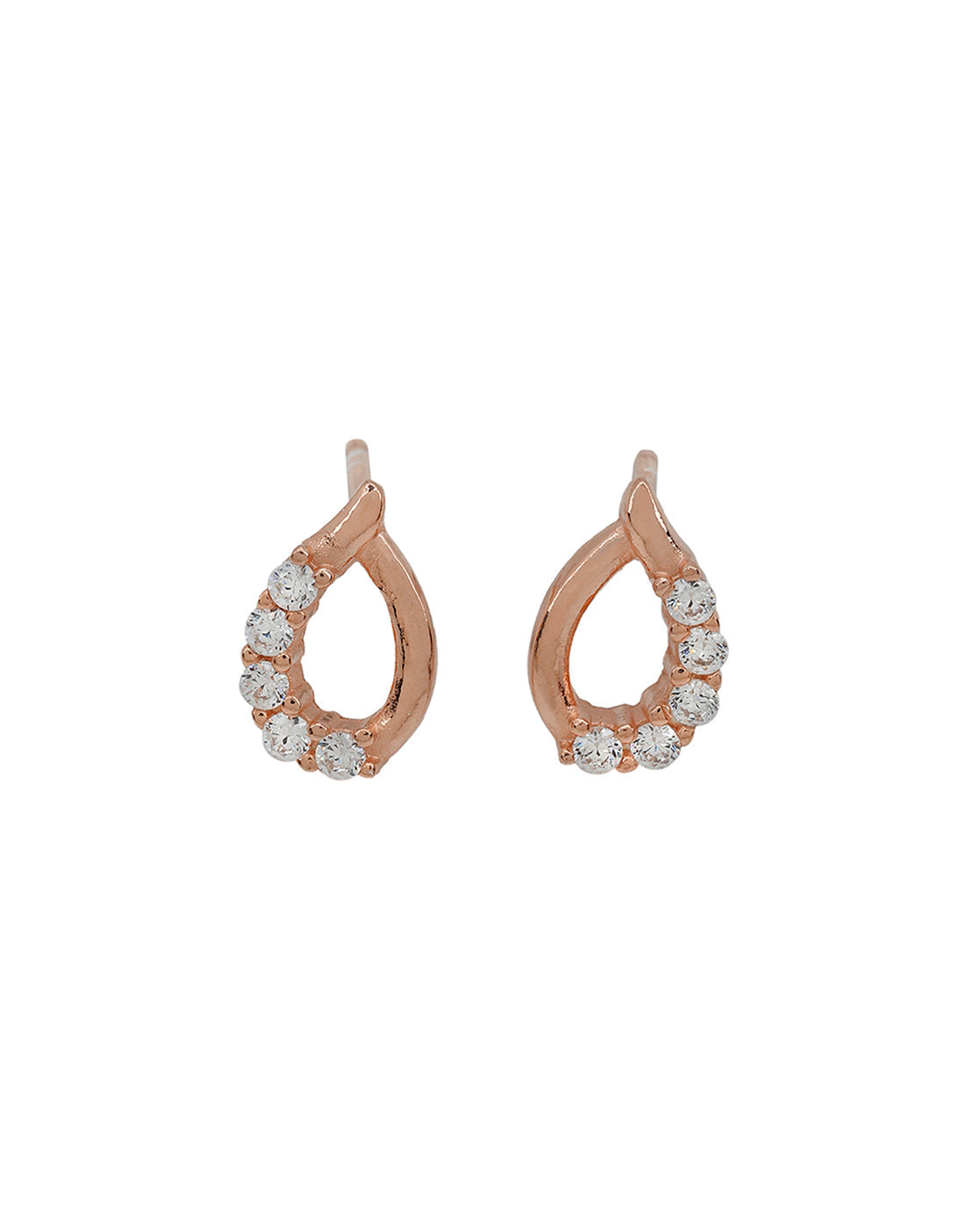 925 Sterling Silver 18kt Rose Gold Plated CZ Teardrop Petite Stud Earring