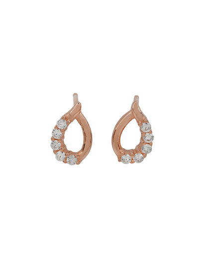 925 Sterling Silver 18kt Rose Gold Plated CZ Teardrop Petite Stud Earring