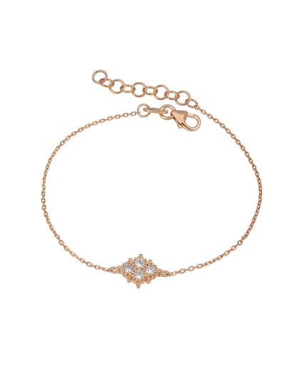 18kt Rose Gold Plated CZ Studded Charm Adjustable Bracelet