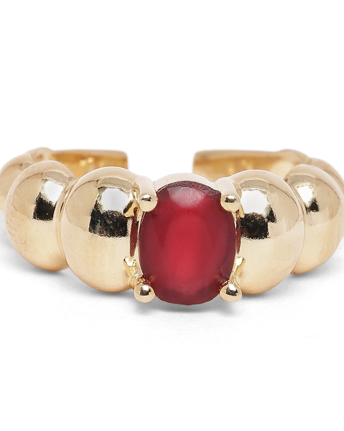 18kt Gold Plated Red Ruby Stone Adjustable Ring