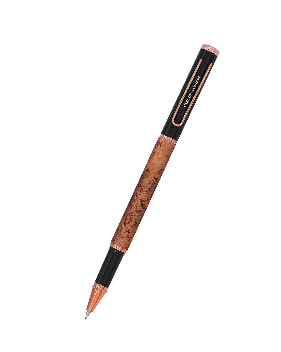 Rose Gold and Black Toned Elegant Metallic Writing Roller Ball Pen with Smooth Ink &amp; Clip
