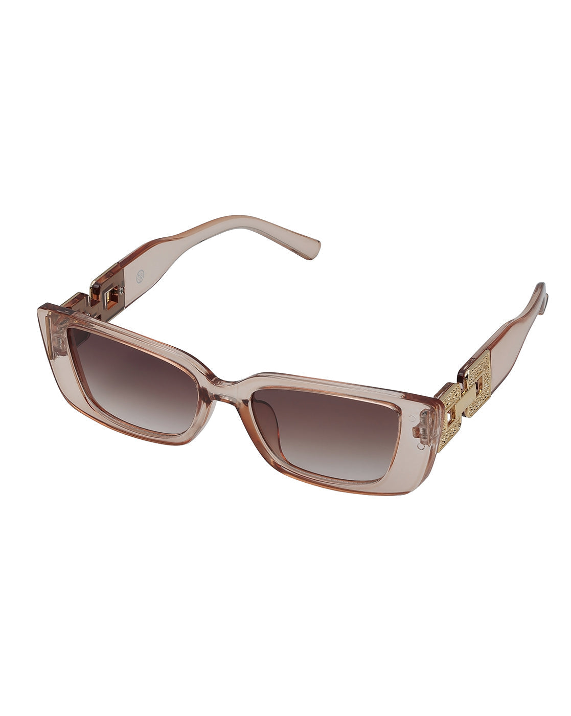 Woman Peach &amp; Gold Toned UV Protected Brown Lens Cateye Sunglasses