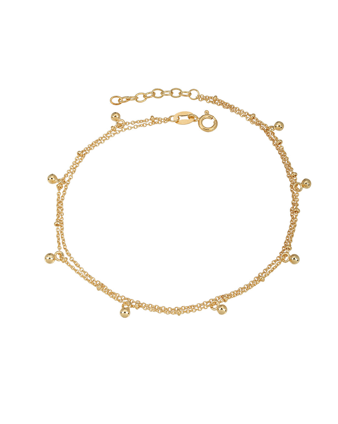 18kt Gold Plated Dangling Charm Layered Anklet