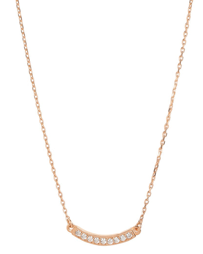 18KT Rose Gold Plated Dainty Curved CZ Studded Bar Necklace