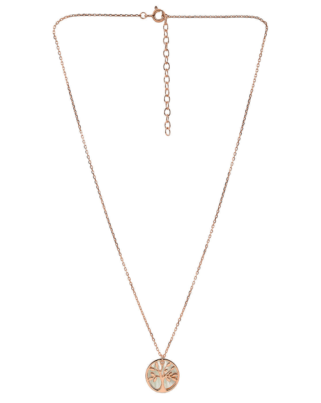 18kt Rose Gold Plated MOP Tree of Life Pendant and Chain