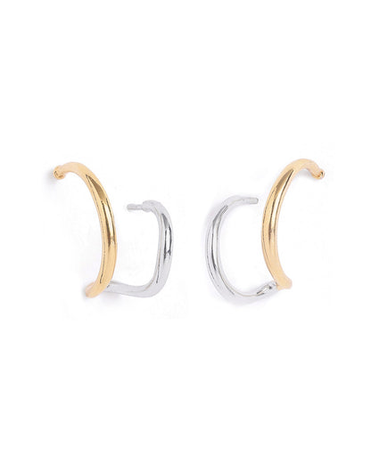 18kt Gold &amp; Rhodium Plated Ear Lobe Cuff Stylish Earring