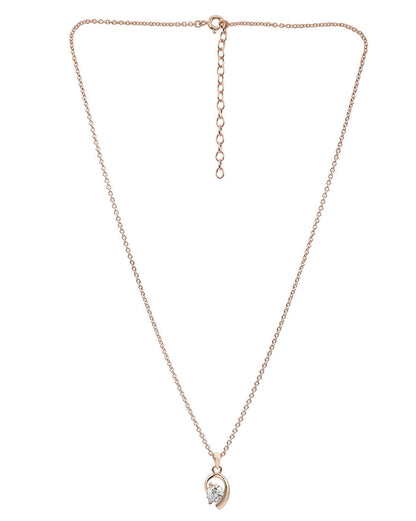 18kt Rose Gold Plated Contemporary Solitaire Pendant with Chain