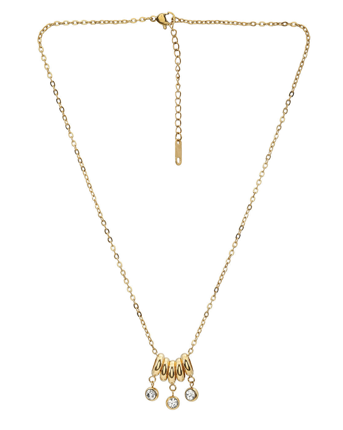 Gold-Plated Delicate Multi Loop Solitaire Drop Necklace