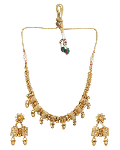 Gold Plated Filigree Necklace Set with Dangler Earrings