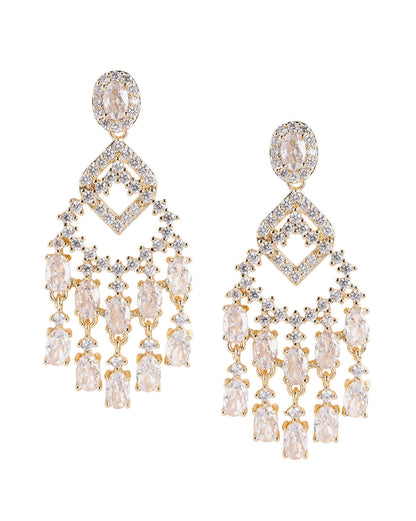 Premium Gold Plated CZ Studded Chandelier Drop Earring