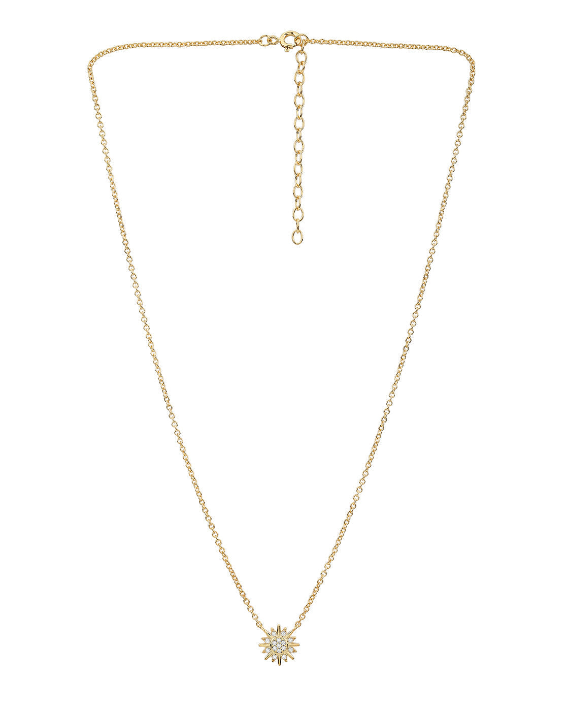 18kt Gold Plated CZ Glam Star Burst Pendant with Chain