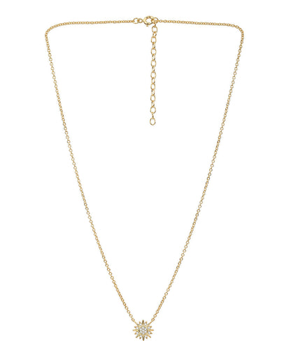 18kt Gold Plated CZ Glam Star Burst Pendant with Chain