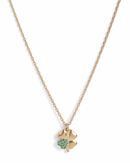 18kt Gold Plated CZ Four Clover Pendant and Chain Necklace