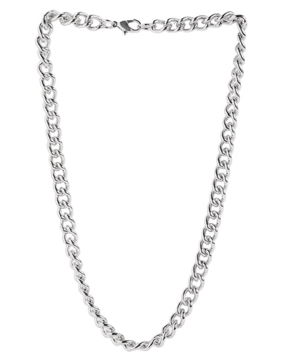 Men Silver Plated Cuban Link Chain Necklace