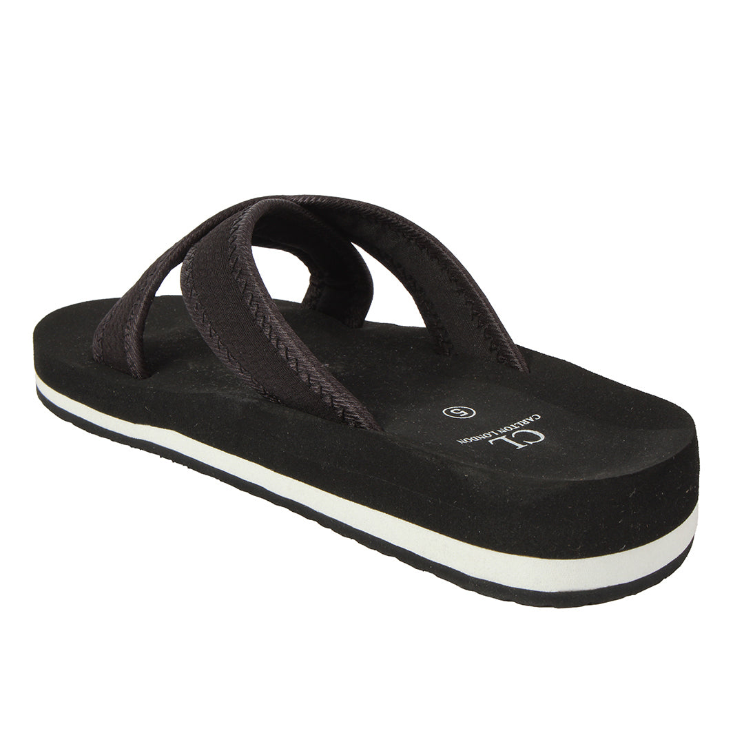 Carlton London Women Comfort Cushioned Footbed Slides, Casual Lightweight Low Wedge Open-Toe Walking Slides