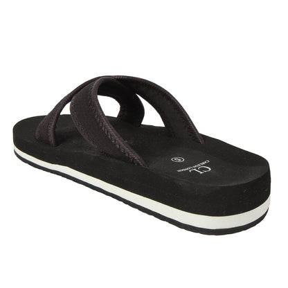 Carlton London Women Comfort Cushioned Footbed Slides, Casual Lightweight Low Wedge Open-Toe Walking Slides