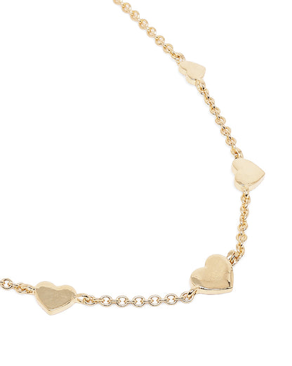 18kt Gold Plated Heart Charms Necklace
