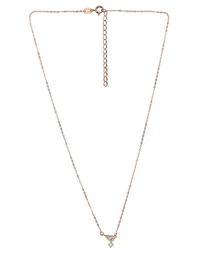 925 Sterling Silver 18kt Rose Gold Plated Dangling Solitaire Contemporary Necklace