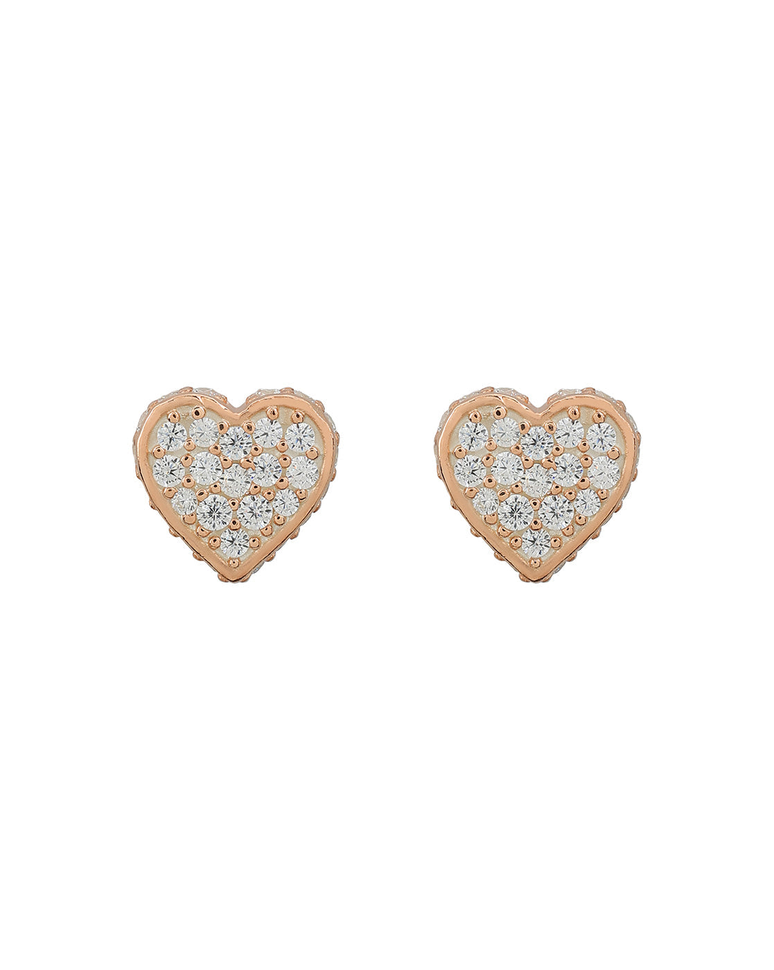 925 Sterling Silver with 18kt Rose Gold Plated CZ Petite Heart Stud Earring