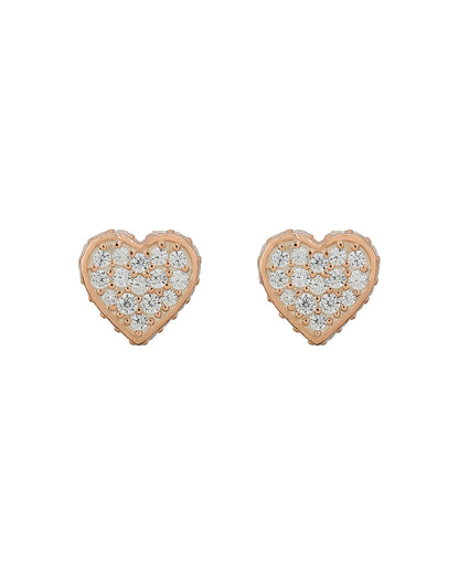 925 Sterling Silver with 18kt Rose Gold Plated CZ Petite Heart Stud Earring